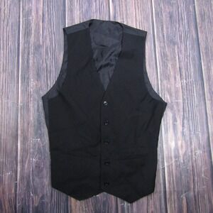 Suit Vest Mens 36 Black Slim 5-Button Belted 3 Piece Formal Dress Waistcoat